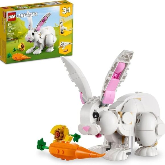 LEGO Creator 3 in 1 White Rabbit Animal Toy Building Set, STEM Toy for Kids 8+ - Picture 3 of 5